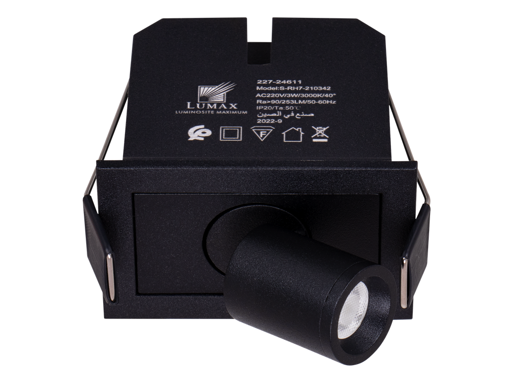 227-24611-SPOT PROJECTEUR LED A ENCASTRER ORIENTABLE CARRE 220V 40°