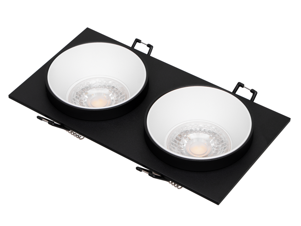 221-FICUS-333-CADRE SPOT GU10 DOUBLE FIXE A ENCASTRER RECTANGULAIRE ALUMINIUM