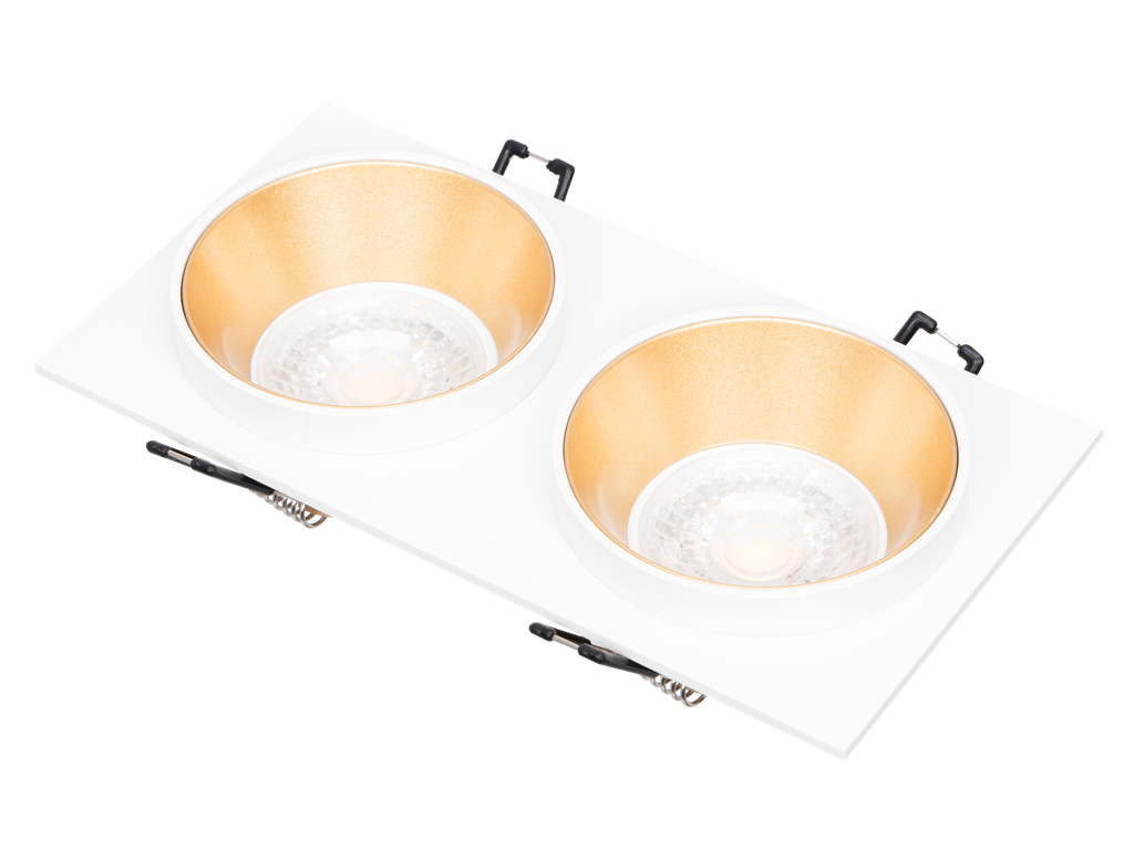 221-FICUS-344-CADRE SPOT MR16 DOUBLE FIXE A ENCASTRER RECTANGULAIRE ALUMINIUM