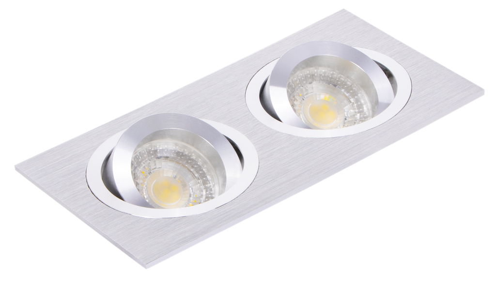 S-VI1-271616-SPOT 2*MR16 A ENCASTRER RECTANGULAIRE ORIENTABLE ALUMINIUM XENDRA